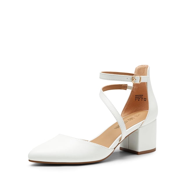 Zapatos de Tacón Bajo con Punta Fina para Mujer DREAM PAIRS en Blanco