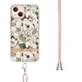 thumbnail image 3 of For iPhone 13 Mini Case with Crossbody Lanyard, Cute Flower Patterned Shockproof Cover with Hybrid Soft Crystal TPU Bumper, Adjustable Shoulder Neck Girls Women For iPhone 13 Mini,Green, 3 of 7