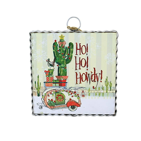 Christmas Ho! Ho! Howdy! Mini Three Lemon Wood Cactus Trailer C22124