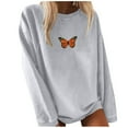 thumbnail image 2 of Mode Femmes Imprimé Papillon Couleur Unie Pull Manches Longues, 2 of 3