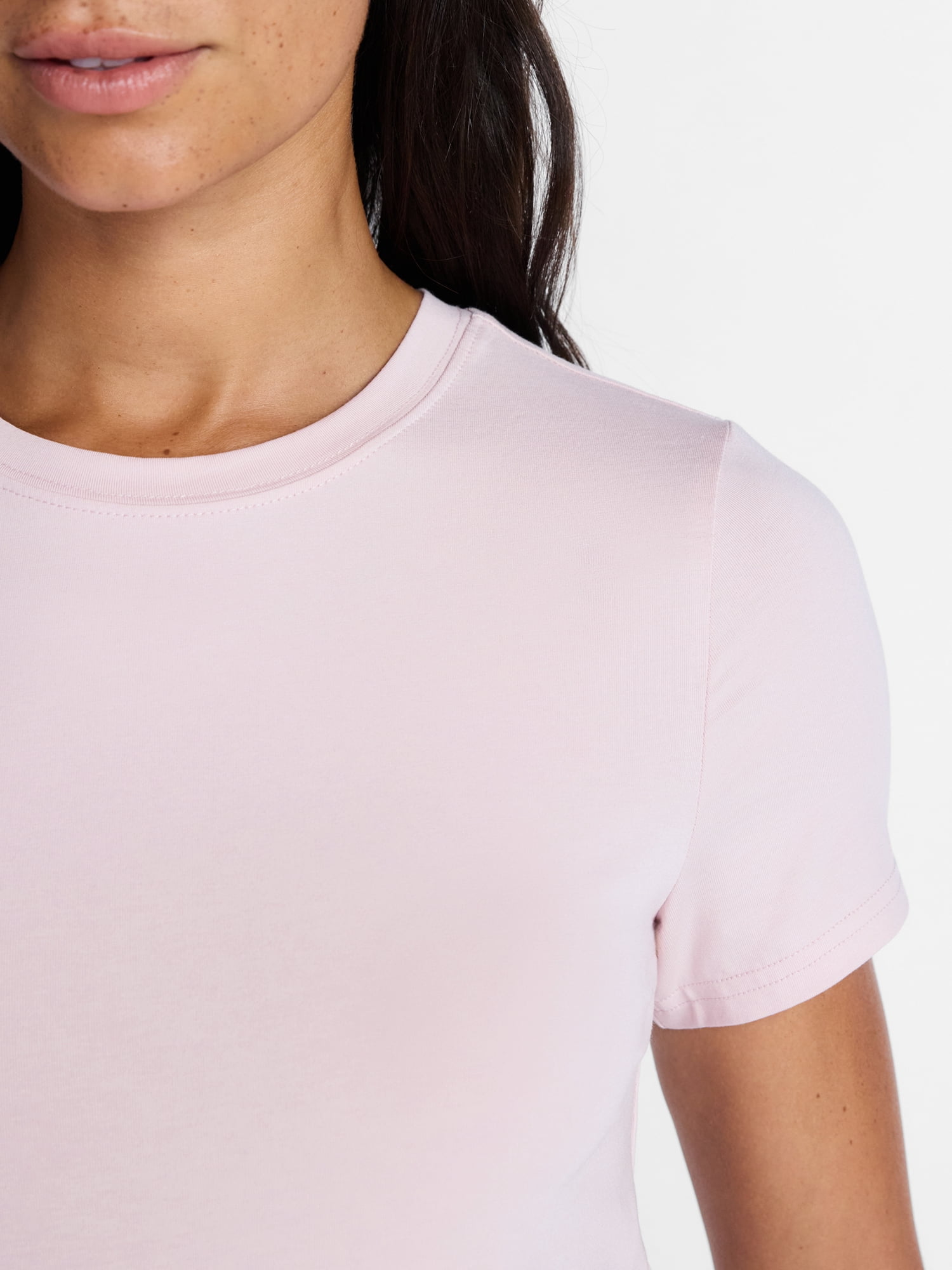 Time and Tru Women's Slim Fit Crewneck Tee with Short Sleeves, Sizes XS-XXXL