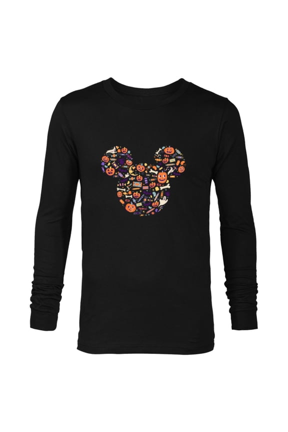 Mickey Mouse Icon Candy and Pumpkins Halloween - Long Sleeve T-Shirt for Men - Customized-Black