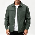 thumbnail image 2 of Men's Lightweight 100% Cotton Work Button Down Shirts, Collared Dual Chest Pockets Breathable Long Sleeve Casual Outdoor Fishing Shacket Tops for Spring Summer Size 5XL Army Green, 2 of 5