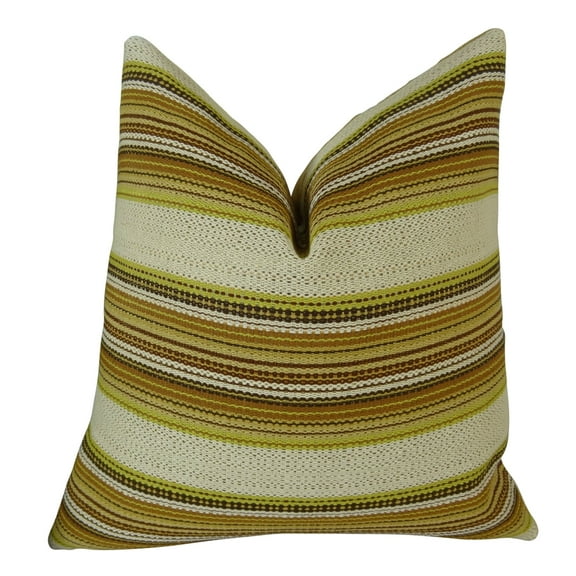 Plutus Camp Evergreen Seaweed Handmade Throw Pillow - Cream - Green & Brown - 12 x 25 in.