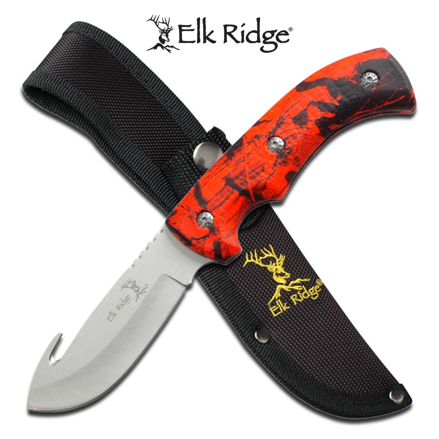 Elk Ridge 7in Fixed Mirror Finish Blade-brown Camo Handle for sale online 