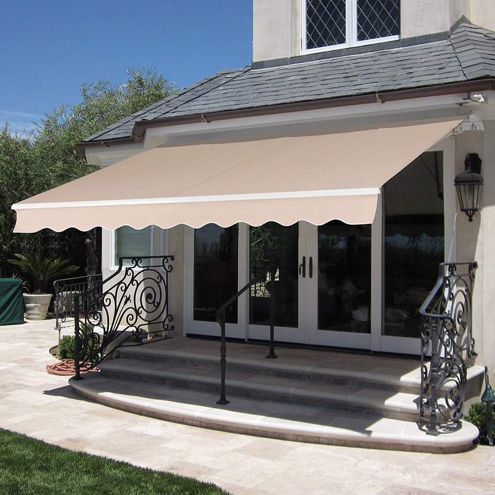 13'x8' Manual Retractable Patio Awning Sunshade Shelter Window Door Awning Commercial