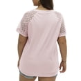 thumbnail image 4 of Mengpipi Plus Size Tops for Women Waffle Knit Lace Short Sleeve Blouse Casual Loose Summer T Shirts Pink 1X-4X, 4 of 5