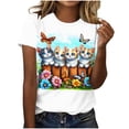 thumbnail image 2 of Easter Bunny Graphic T-Shirt for Women Novelty Rabbit Ear Hat Print Short Sleeve Crewneck Loose Fit Festive Holiday Gift Soft Breathable Tee Top, 2 of 5