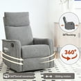 thumbnail image 4 of Rocker and Swivel Recliner Chair with Massage&Heat, Lazy Boy Manual Rocking Recline Chair for Living Room, Grey, 4 of 8
