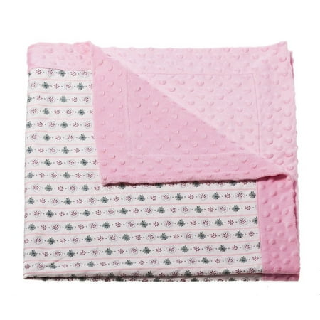 Baby Martex Blossoms - Pink Tiny Flowers Printed Minky Dot Baby Blanket, Made out of cotton and polyester By Blossoms Buds from USA