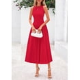 thumbnail image 3 of Vestido PRETTYGARDEN Midi Plisado Sin Mangas Línea A Rojo XL, 3 of 8