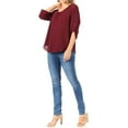 thumbnail image 4 of Women's Casual Round Neck Top Blouse with Roll Tab Sleeve, 4 of 6