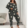 thumbnail image 3 of Gytharion Womens Pajama Sets Cute Daisy Print Sleepwear Set Soft Comfy Long Sleeve Crew Neck Top and Pants Pj Sets 2 Piece Loungewear Outfits for Women, Size XL-5XL, 3 of 5