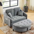 thumbnail image 2 of Timbernest Loveseat with Storage Ottoman, Convertible Sofa Bed with USB for Living Room, Gray, 2 of 10