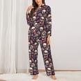 thumbnail image 2 of Hirioo Skull record rock for Women's Pajama Sets 2 Piece Pjs Women's Long-Sleeved Pajama Set Button Down Sleepwear,S-XXL-XX-Large, 2 of 7