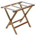 thumbnail image 1 of Wooden Mallet LR-LOGRY Deluxe Straight Leg Luggage Rack with Gray Straps - Light Oak, 1 of 1