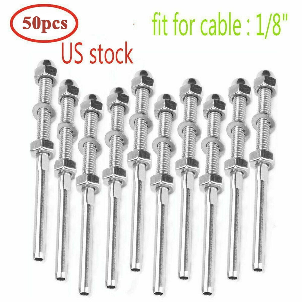 Hex & Cap Nut Stainless Steel T316L Swage Threaded Terminal 10cm 50pcs Washer 