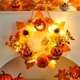 thumbnail image 1 of Corona de Halloween | Decoración colgante de calabaza para puerta o mesa | Decoración de otoño, cosecha y festival de fantasmas con hojas de arce y bayas, 1 of 6