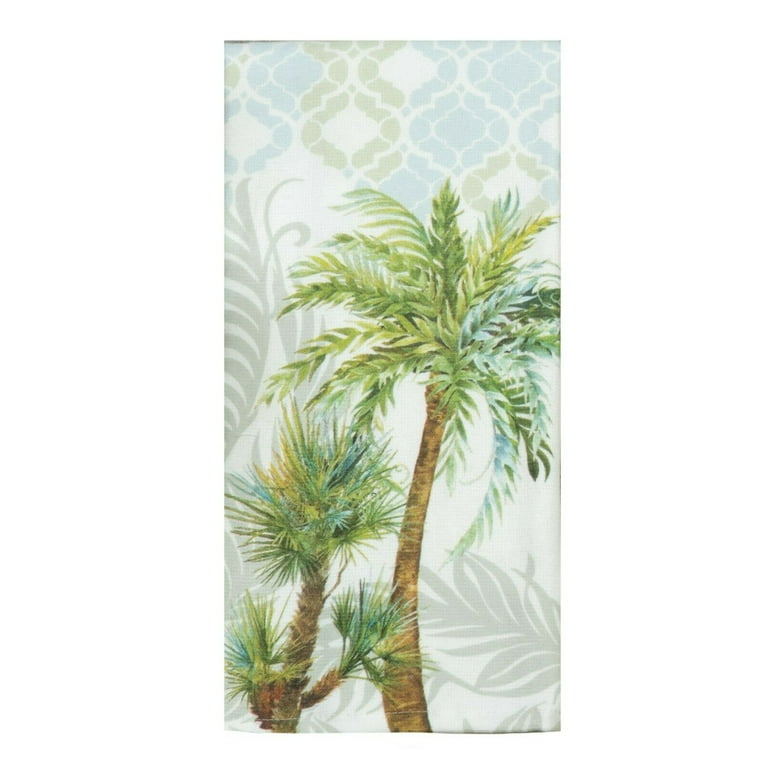 Set of 2 PALM COVE Tropical Palm Trees Terry Kitchen Towels by Kay
