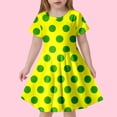thumbnail image 2 of Robe pour Filles Enfant Filles Été à Pois Ajustée Douce Respirante Manches Courtes Robe Décontractée Robe Enfant Fille Jaune 6 Ans-7 Ans, 2 of 4