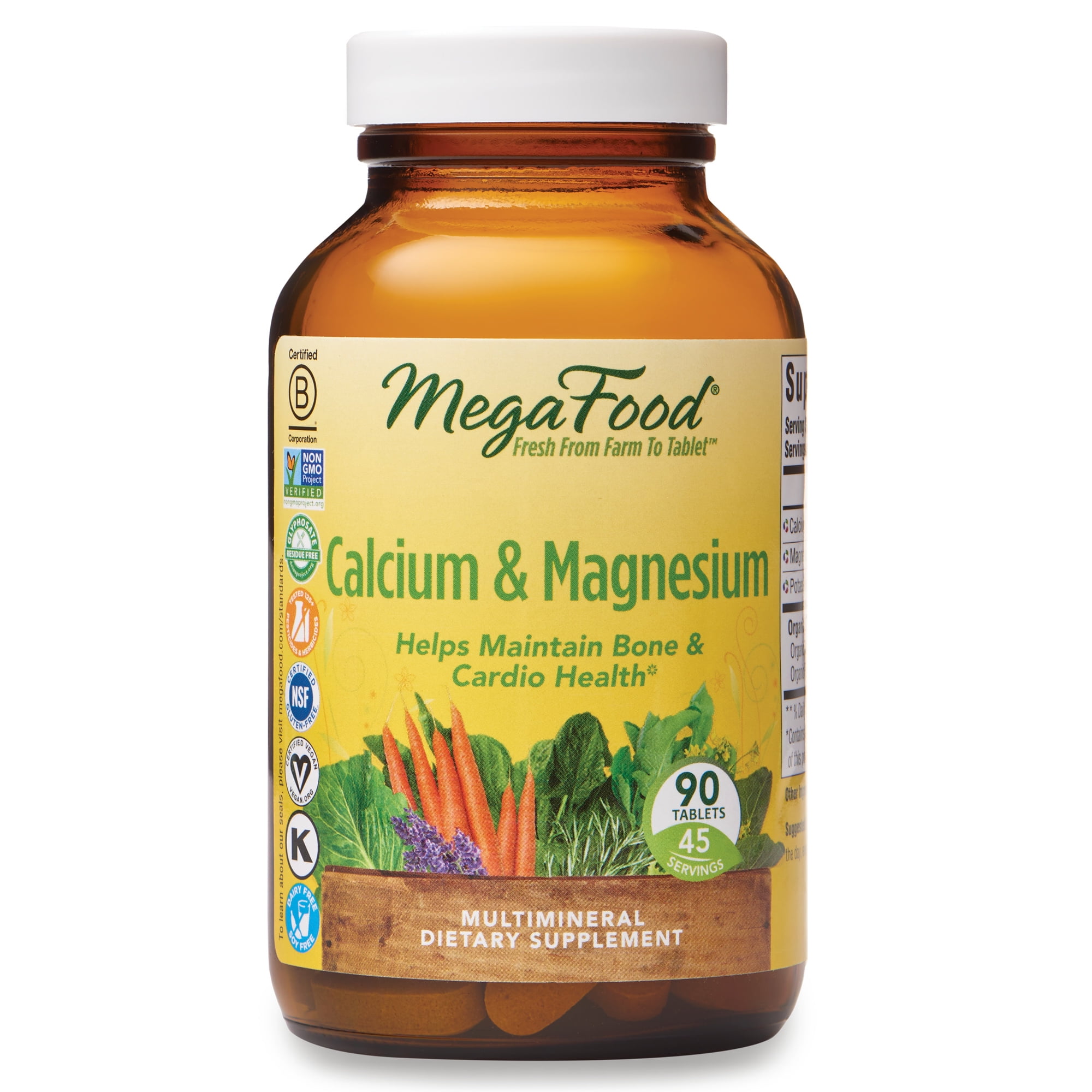 MegaFood, Calcium & Magnesium, Helps Maintain Bone and Cardiovascular