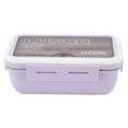 thumbnail image 1 of Delaman Boîte à Lunch, Compartiment Lunch Box 2 Compartiments 1100ml Loveliness Adulte Bento Box avec Cuillère Baguettes pour Bureau École(Violet), 1 of 14