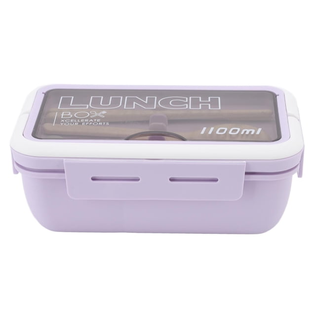 Delaman Boîte à Lunch, Compartiment Lunch Box 2 Compartiments 1100ml Loveliness Adulte Bento Box avec Cuillère Baguettes pour Bureau École(Violet)