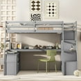 thumbnail image 2 of Bellemave Twin Size Loft Bed with Stairs and Desk, Wooden High Loft Beds Frame with 7 Storage Drawers and 2 Shelves for Kids Teens Adults (Gray), 2 of 9