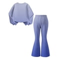thumbnail image 4 of CYRBOKO Girls 2 Piece Outfit Set, Elastic Waist Casual Gradient Color Fall Winter Long Sleeve Tops and Flare Pants Sky Blue Size 5-6 T, 4 of 7