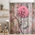 thumbnail image 3 of Farmhouse Flower Floral Shower Curtain, Rustic Pink Dahlia Shower Curtain Set, Country Pink Wild Garden Plant Waterproof Fabric Shower Curtain with Hooks, Surreal Bathroom Curtain, 36x70inch, 3 of 6