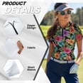 thumbnail image 5 of Garronmavis Women's Zip Golf Shirt Collared Tennis Shirts Short Sleeve Pickleball Shirts Sports Workout Tops Womens Hawaiian Golf Shirt, Hawaiian Floral, Size S, 5 of 7