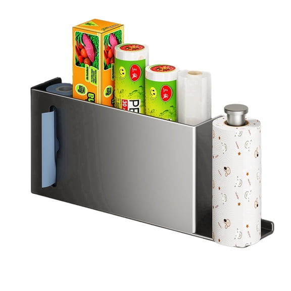 Hzfnon Black Paper Towel Holder, Wall Mount & Countertop Paper Towel Holder for Kitchen & Bathroom, No Installation Required,Large