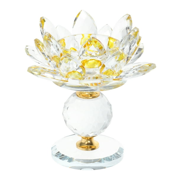 Candelabro de flor de loto de cristal con base de vidrio, candelabro decorativo con pétalos de loto para decoración del hogar, habitación, centro de mesa de boda