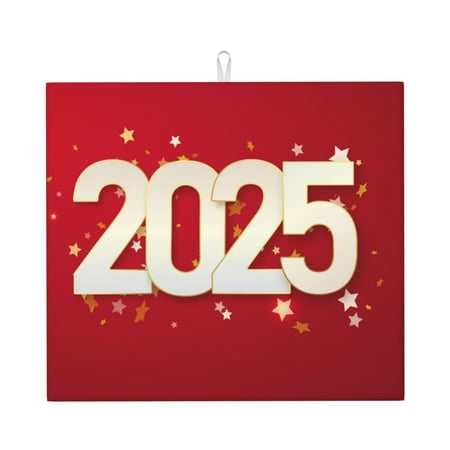 

Matuu Happy New 2025 Year for Dish Drying Mat for Kitchen Counter for Kitchen and Dining Kitchen Counter Accessories 16 x18