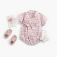 thumbnail image 2 of Mercatoo Baby Girls Summer Romper Jumpsuits Floral Retro Short Sleeve Bodysuit Toddler Girls Jumpsuit Cute Simple Clothes, 2 of 8