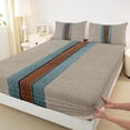 thumbnail image 3 of Manfei Adult Minimalism Twin Sheet Sets, Modern Abstract Geometric Twin Fitted Sheet, Chic Stripes Flat Sheet, Ultra Soft Home Decor, 3pcs, 3 of 7