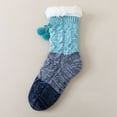 thumbnail image 5 of CUZIBR Wool Socks Thick Fuzzy Lined Cute Pompoms Crew Socks Grip Cozy Comfort Plush Winter Warmth Slipper Socks Comfy Dailywear,Sky Blue,One Size, 5 of 5