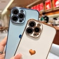 thumbnail image 6 of Compatible with iPhone 15 PRO MAX 5g Phone Case, Luxury Cute Gold Love Heart for Women Side Small Pattern Luxury Plated Edge Camera Protection Soft Silicone Shockproof Bumper Cover (White), 6 of 6