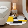 thumbnail image 2 of Yellow Black White Geometric Round Area&nbsp;Rug 6ft Modern Abstract Art Color Block Non-Slip&nbsp;Washable Circle Rugs Soft Felt Indoor Floor Mat for Bedroom Kitchen Living Room Bathroom, 2 of 9
