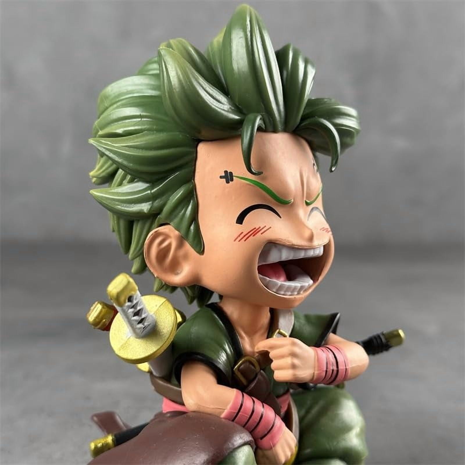 Newly Luffy Zoro Figure Q Version Sitting and Laughing Luffy Zoro Figures Desktop Ornaments PVC Action Statue Model Figure (Zoro)