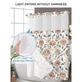 thumbnail image 4 of No Hook Shower Curtain with Snap in Liner Retro Floral Shower Curtain -Fabric Waterproof Inner Liner, Red Vintage Flower Branches Shower Curtains Washable 72"x84", 4 of 9