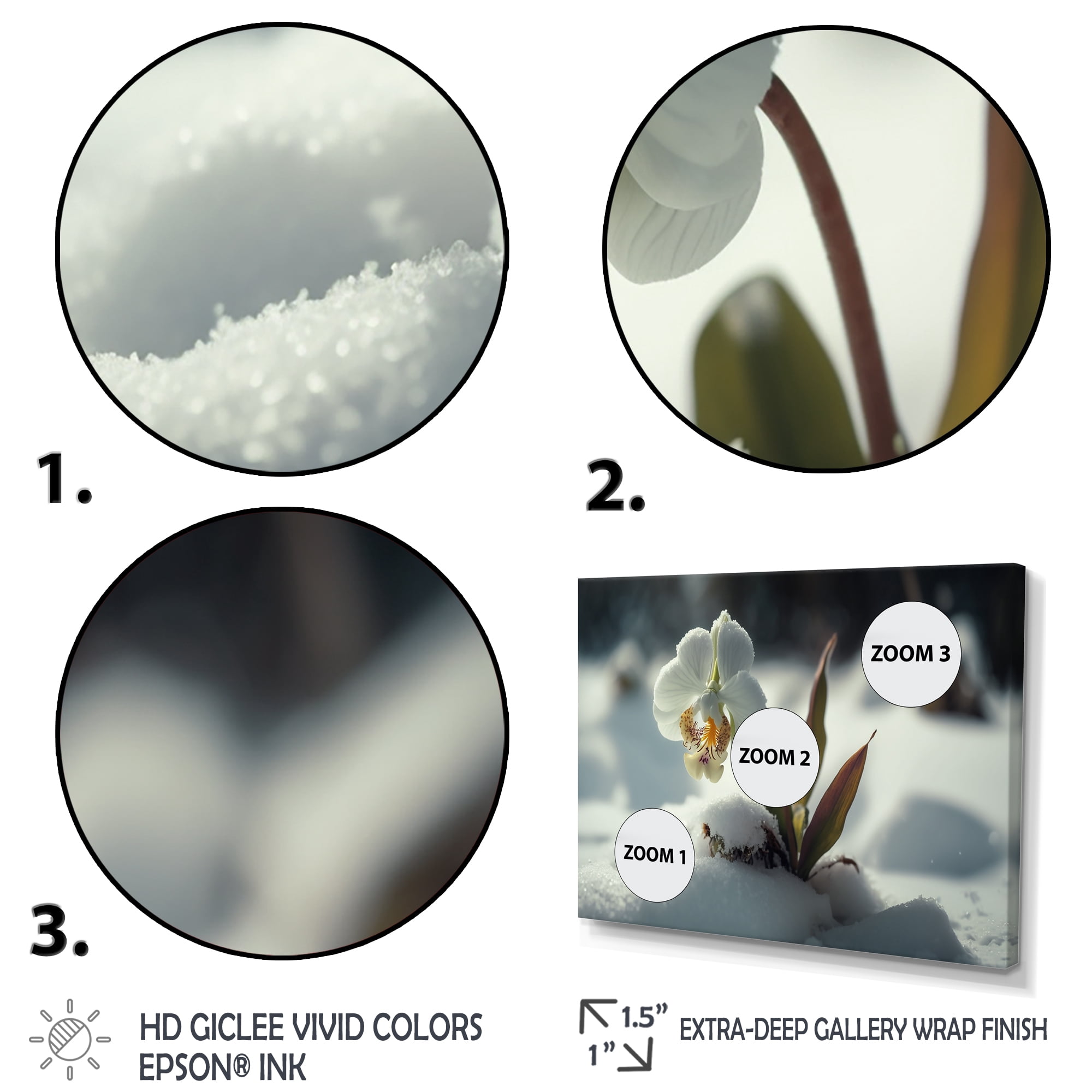 Designart A Blooming White Orchid Flower In Winter I Canvas Wall Art