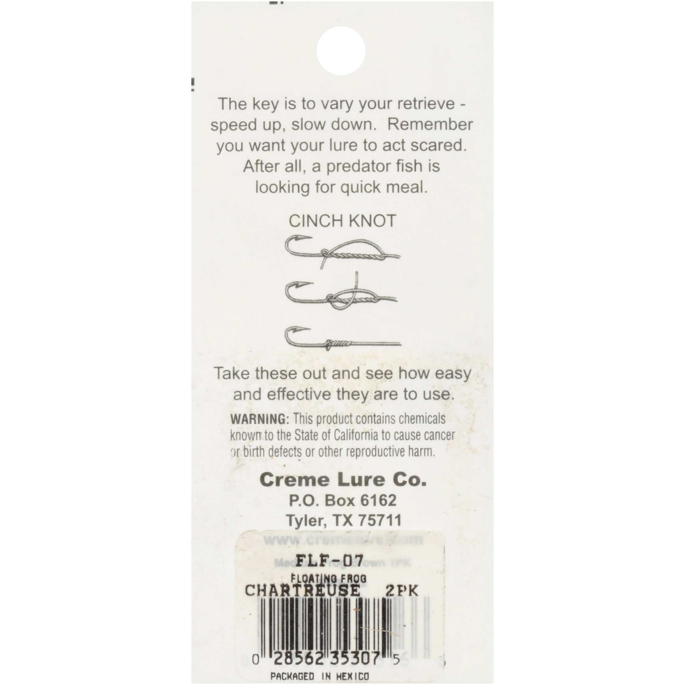 Crème Floating Frog Lure 2 Pack, Chartreuse