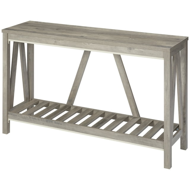 Htovila Farmhouse Console Table with Storage Shelf, Rustic Sofa Table with tipper for Living