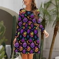 thumbnail image 3 of Fall Dresses for Women 2024, Colorful Halloween Pumpkin Womens Fall Dresses Long Sleeve Casual Tie Waist Clothes, Womens Fall Fashion 2024 Midi  Dresses Outfits with Pocket, 3 of 6