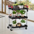 thumbnail image 3 of Luku 3-Tier Folding Utility Cart with Wheels, Portable Collapsible Service Cart for Home, Office, Garage, 3 of 8