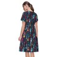 thumbnail image 2 of Bixox Robe d'Été à Manches Courtes pour Femmes Robe Ample Longueur Genou avec Poches-Coloré Attrape-Rêves1, 2 of 7