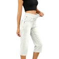 thumbnail image 2 of sdhkgrrt Women Plus Size Capri Denim Pants Elastic Waist Flowy Fashion Jeans Solid Casual Basic Cropped Pants Travel, White M, 2 of 8