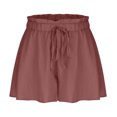 thumbnail image 6 of Lenpel Flowy Shorts for Women Summer Ruffle Elastic High Waisted Pleated Wide Leg Boho Casual Shorts Beach Vacation Clothes, 6 of 7