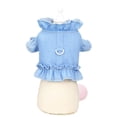 thumbnail image 4 of Camisa con arnés de mezclilla para mascotas con anillo en D para perros pequeños Chaqueta vaquera con volantes suave y cómoda (azul claro), 4 of 6